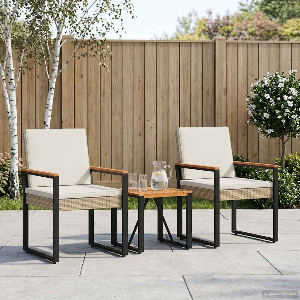 Have møbel sæt 3 stk. Beige og cremehvid polyrattan