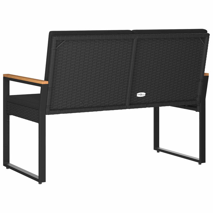 Udendørs bænk 2 -Seater 107 x 61 x 80 cm polyrattan Sort