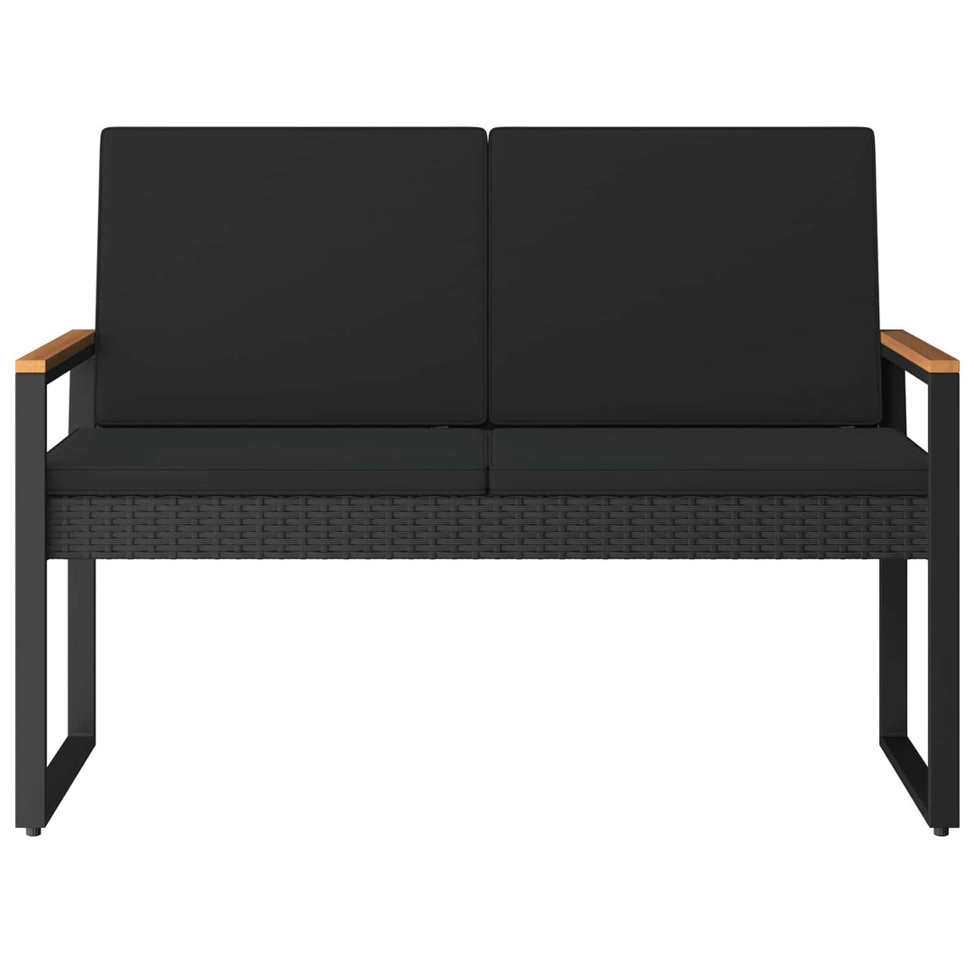 Udendørs bænk 2 -Seater 107 x 61 x 80 cm polyrattan Sort