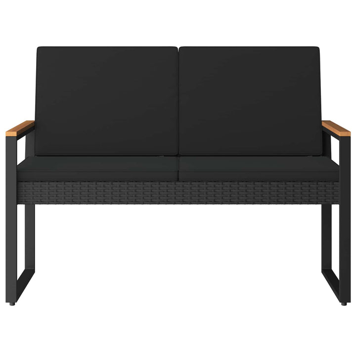 Udendørs bænk 2 -Seater 107 x 61 x 80 cm polyrattan Sort
