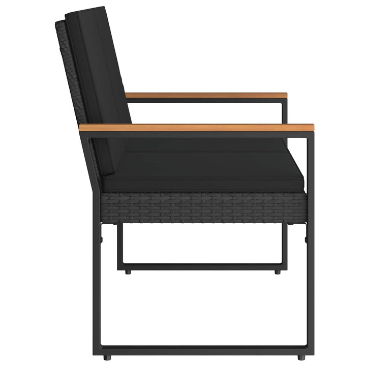 Udendørs bænk 2 -Seater 107 x 61 x 80 cm polyrattan Sort