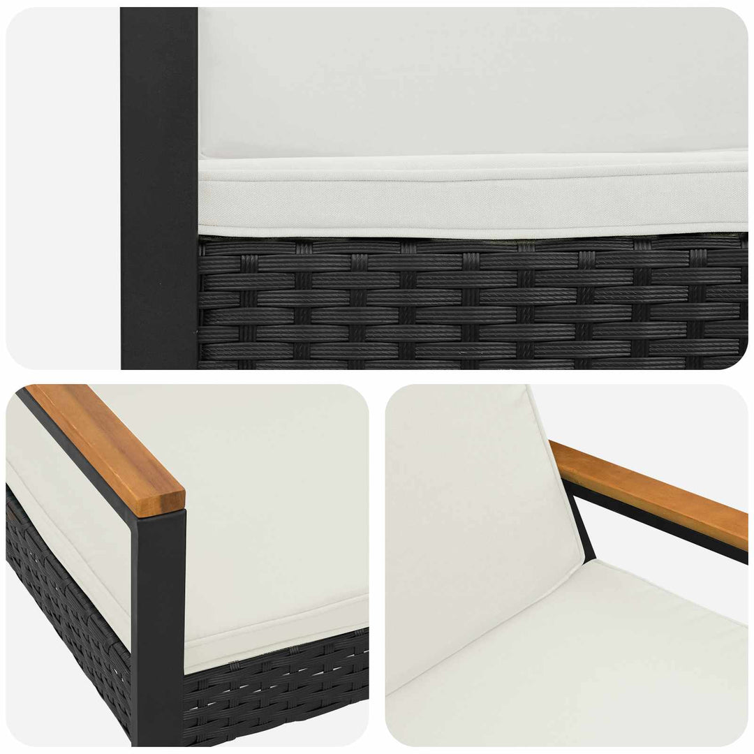 Udendørs bænk 2 -Seater 107 x 61 x 80 cm polyrattan Rektangulær