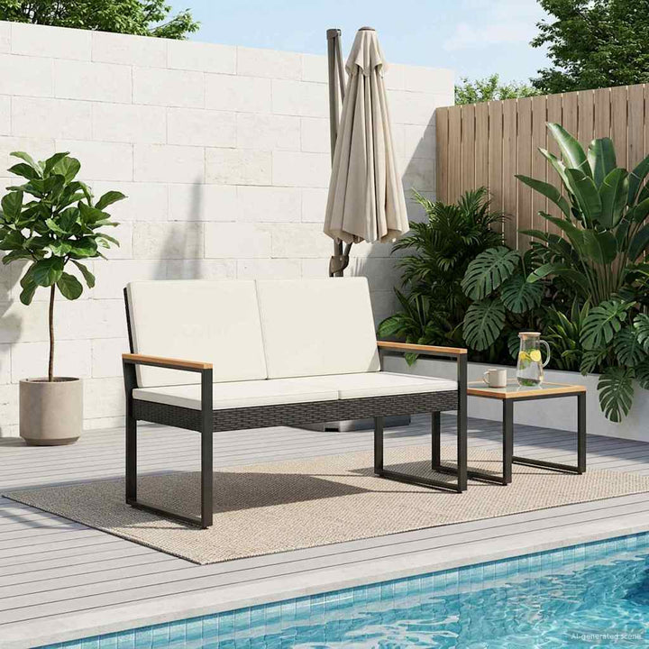 Udendørs bænk 2 -Seater 107 x 61 x 80 cm polyrattan Rektangulær