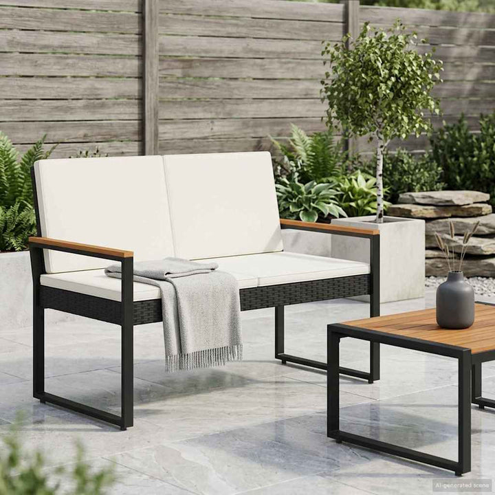 Udendørs bænk 2 -Seater 107 x 61 x 80 cm polyrattan Rektangulær