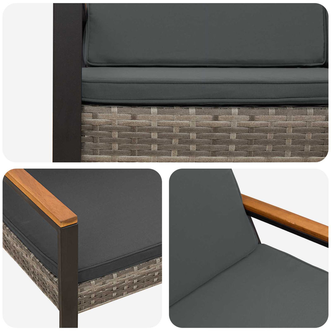 Udendørs bænk 2 -Seater 107 x 61 x 80 cm polyrattan Rektangulær