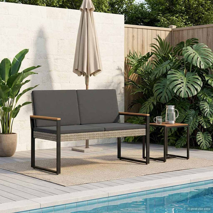 Udendørs bænk 2 -Seater 107 x 61 x 80 cm polyrattan Rektangulær