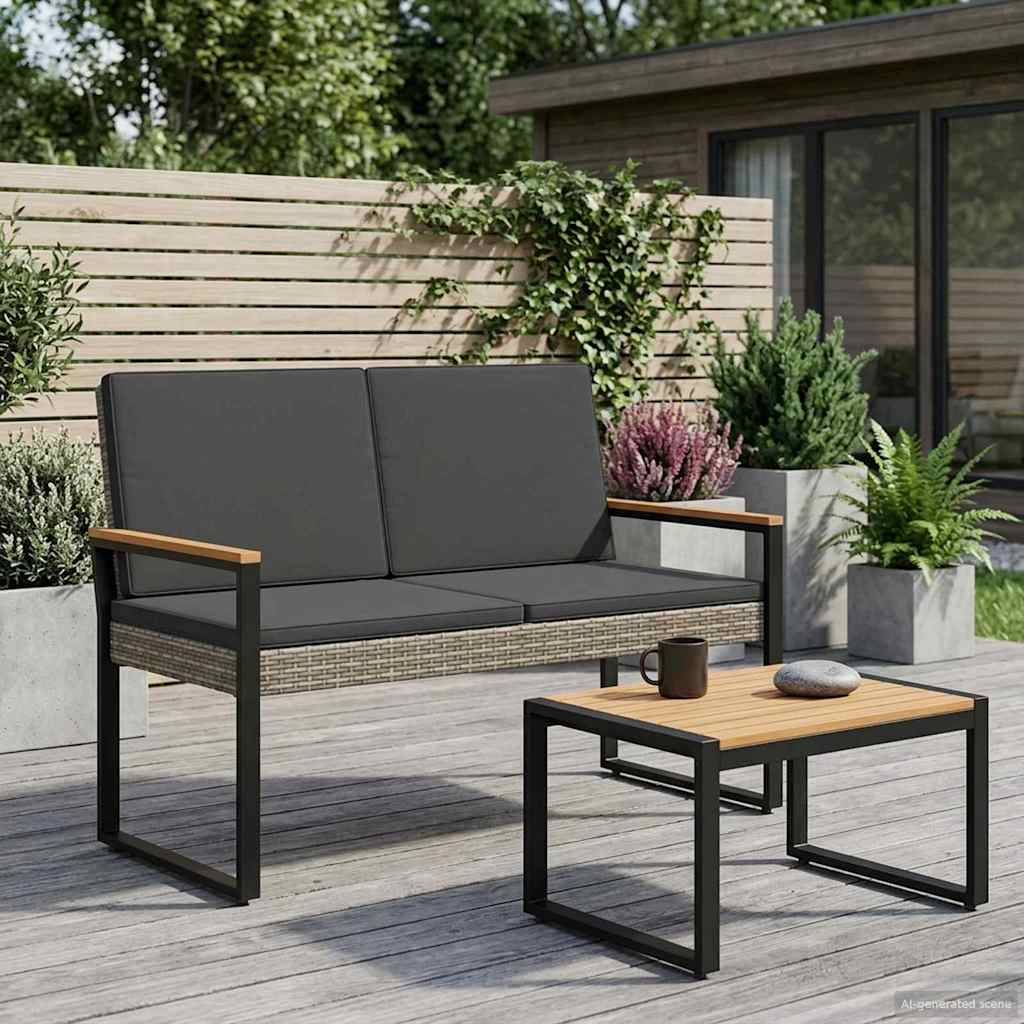 Udendørs bænk 2 -Seater 107 x 61 x 80 cm polyrattan Rektangulær