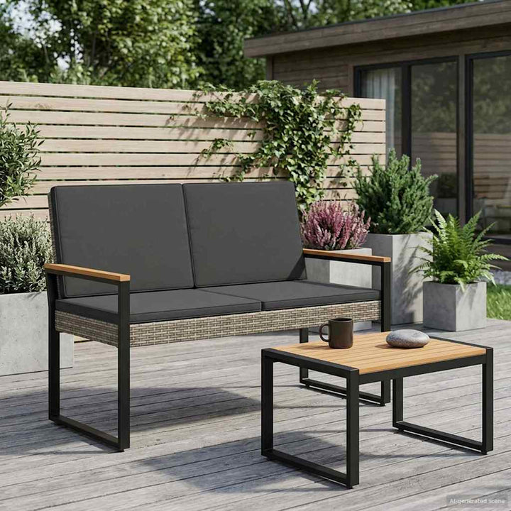 Udendørs bænk 2 -Seater 107 x 61 x 80 cm polyrattan Rektangulær