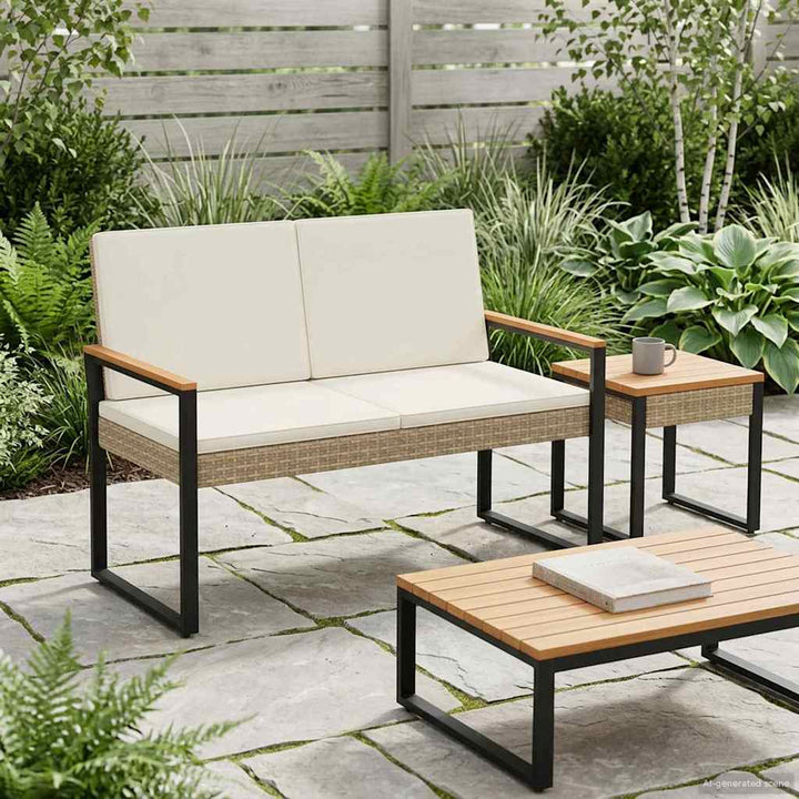 Udendørs bænk 2 -Seater 107 x 61 x 80 cm polyrattan Rektangulær