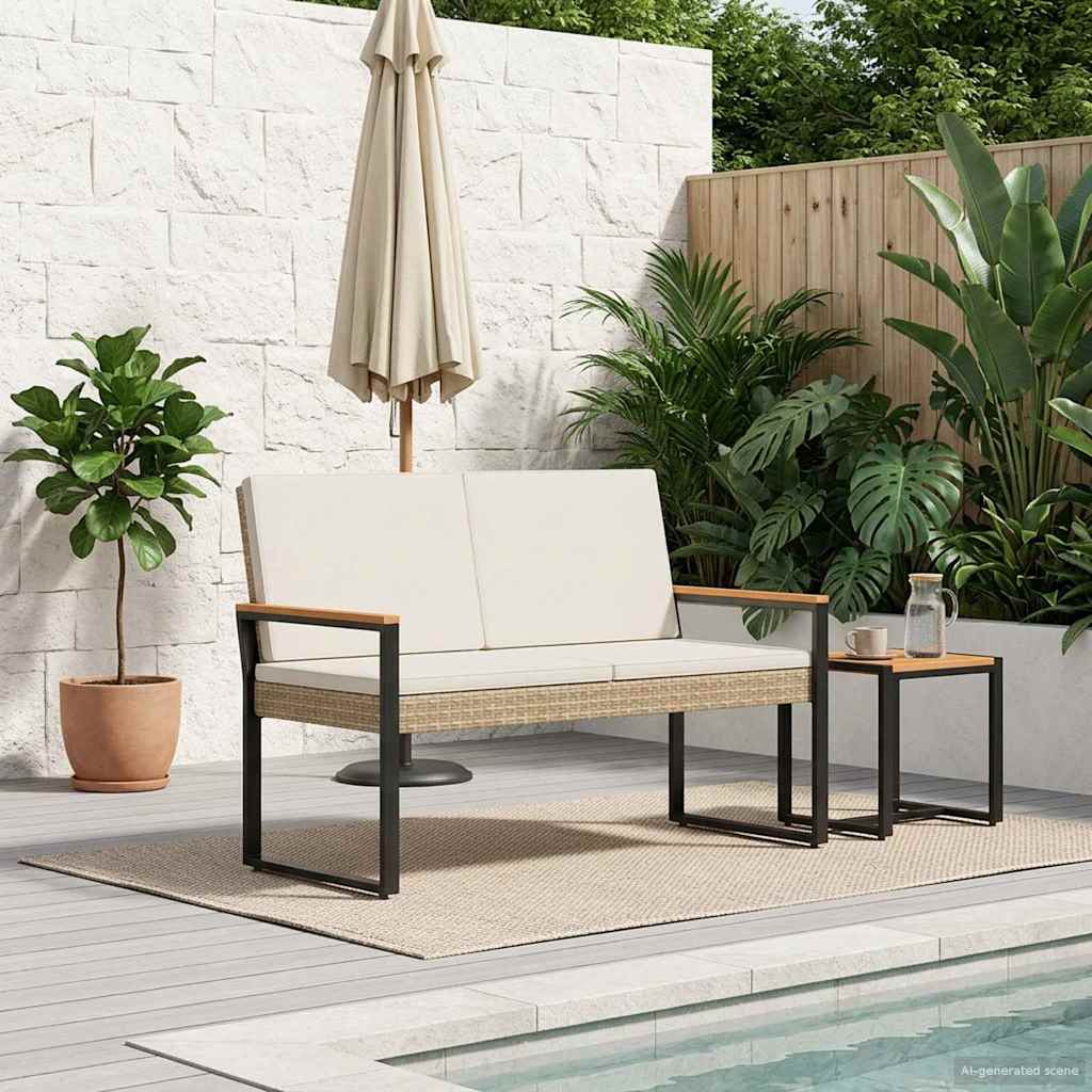 Udendørs bænk 2 -Seater 107 x 61 x 80 cm polyrattan Rektangulær
