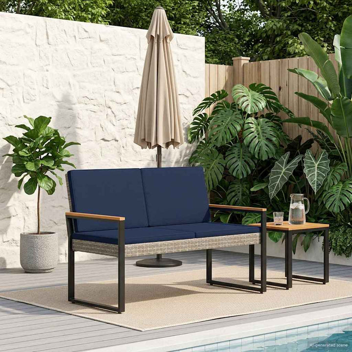 Udendørs bænk 2 -Seater 107 x 61 x 80 cm polyrattan Rektangulær