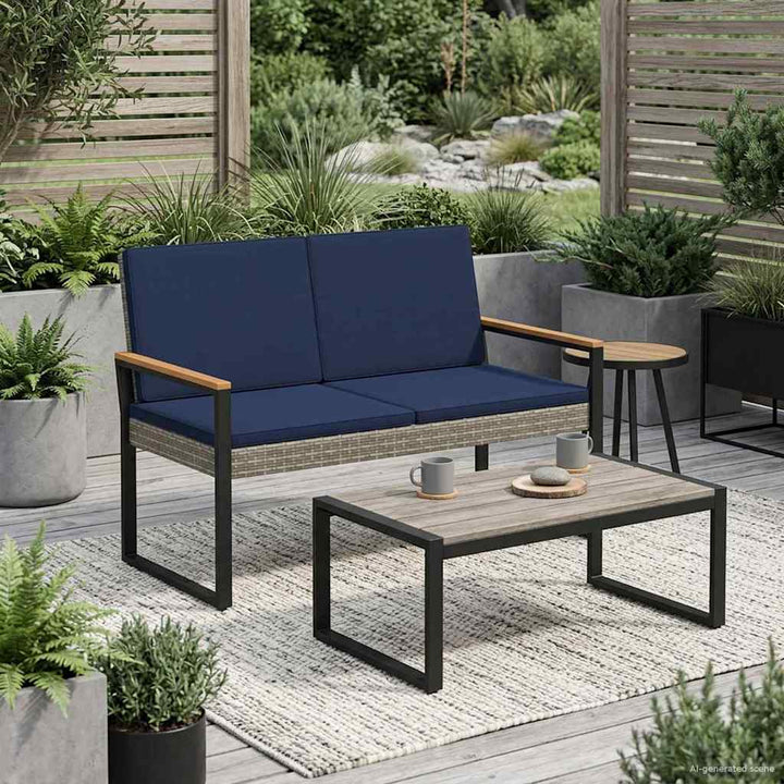 Udendørs bænk 2 -Seater 107 x 61 x 80 cm polyrattan Rektangulær