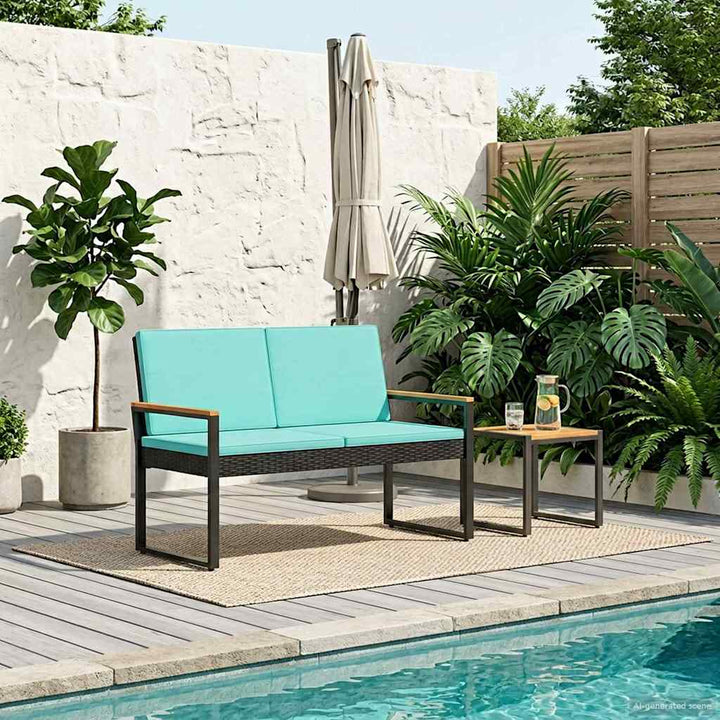 Udendørs bænk 2 -Seater 107 x 61 x 80 cm polyrattan Rektangulær