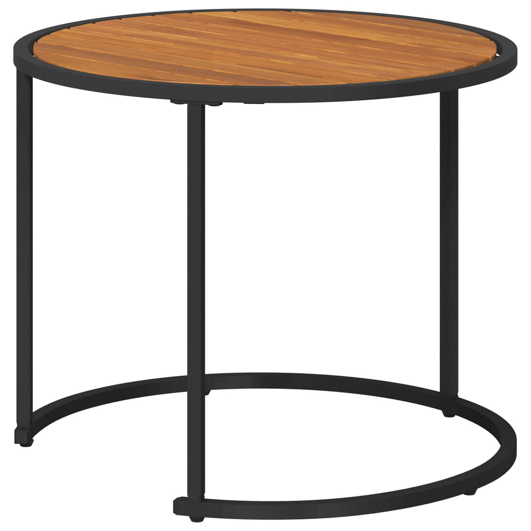 Kaffebord Sæt 2 stk. Naturfarvet og sort 55 x 55 x 45 cm