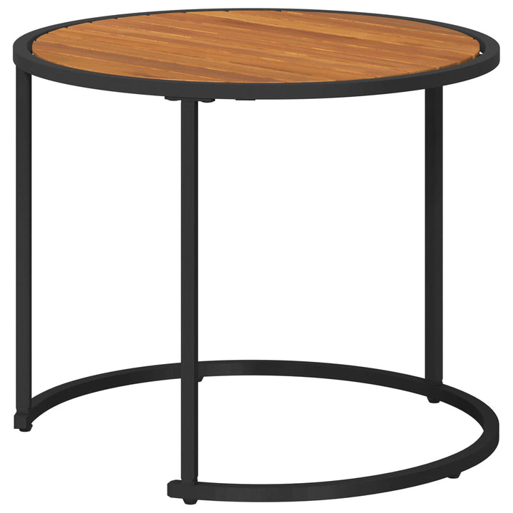 Kaffebord Sæt 2 stk. Naturfarvet og sort 55 x 55 x 45 cm