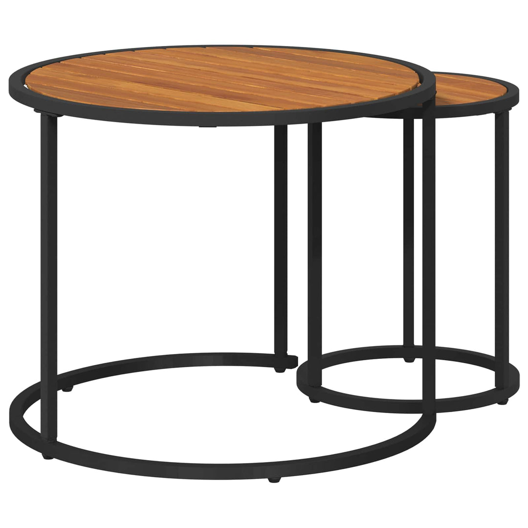 Kaffebord Sæt 2 stk. Naturfarvet og sort 55 x 55 x 45 cm