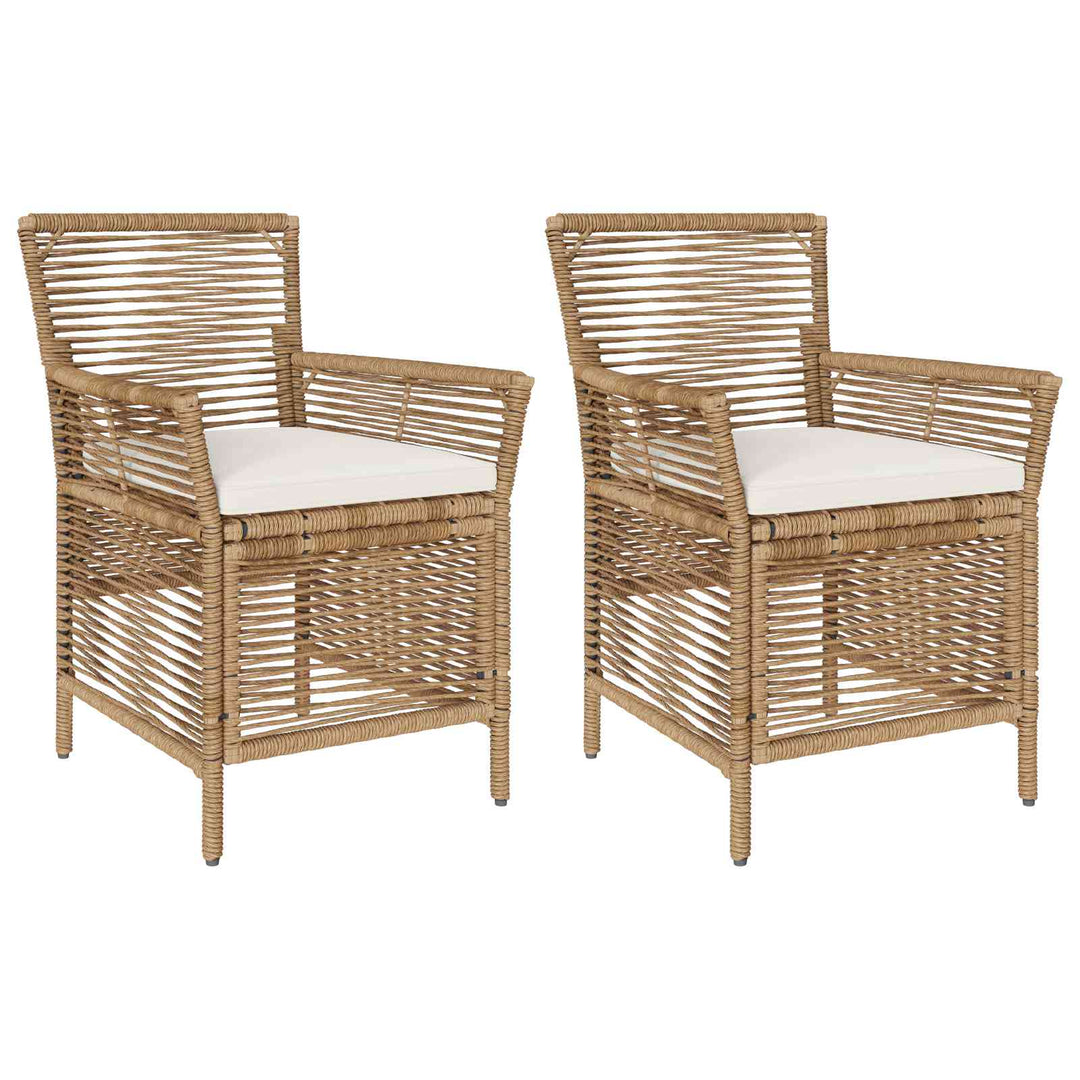 Udestol 2 stk. Beige og creme polyrattan