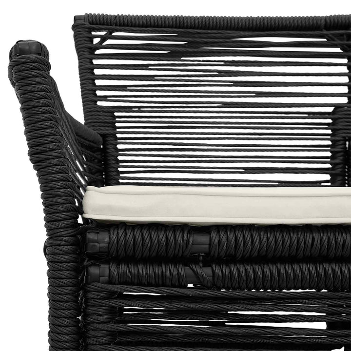 Udestol 4 stk. Sort og Cream polyrattan