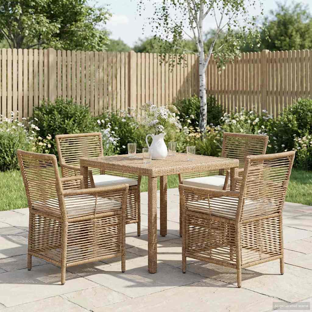 Udestol 4 stk. Beige og creme polyrattan