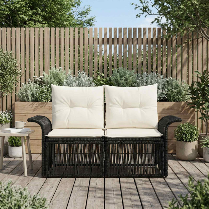 Havemøbelsofa 2-Antal sæder Sort polyrattan