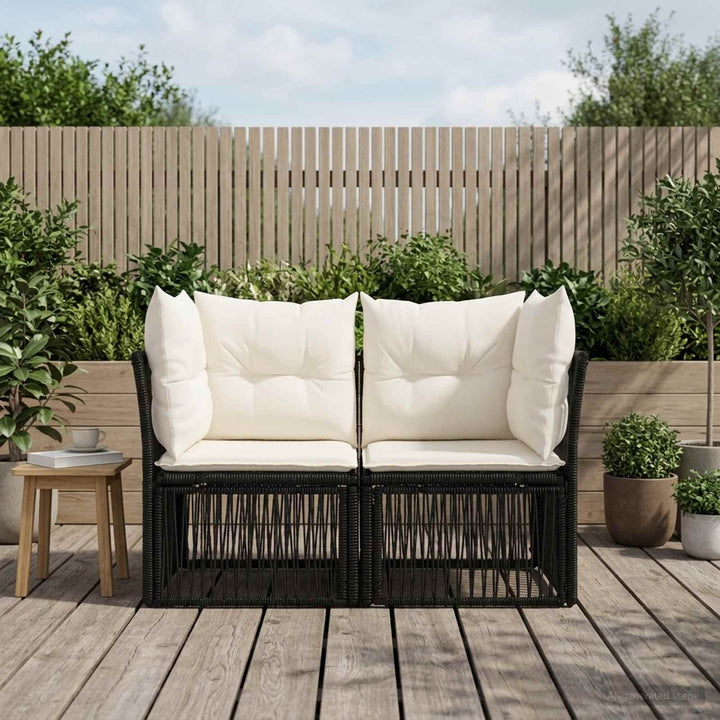 Havemøbelsofa 2-Antal sæder Sort polyrattan