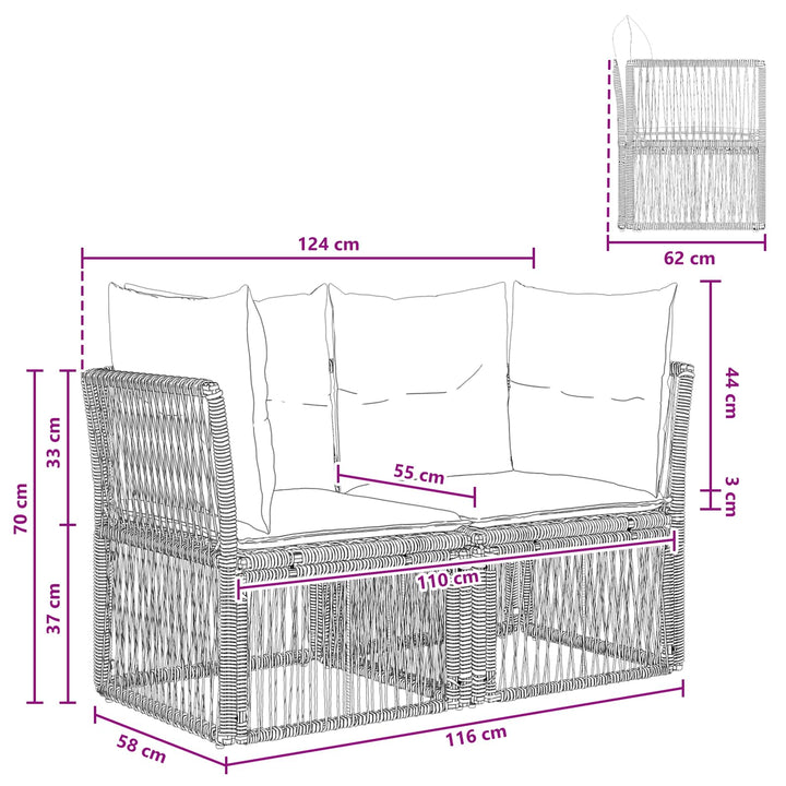 Havemøbelsofa 2-Antal sæder Beige polyrattan