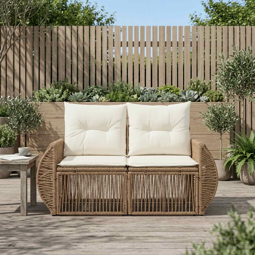 Havemøbelsofa 2-Antal sæder Beige polyrattan