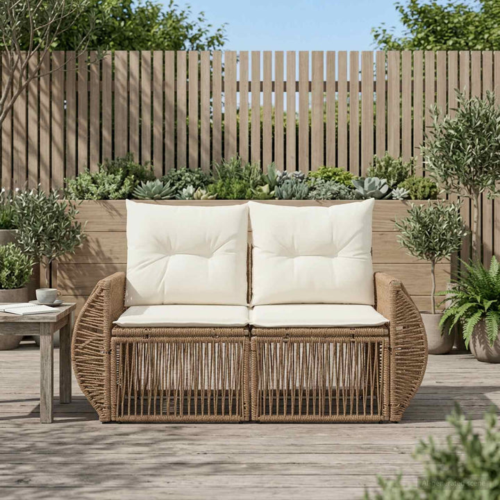 Havemøbelsofa 2-Antal sæder Beige polyrattan