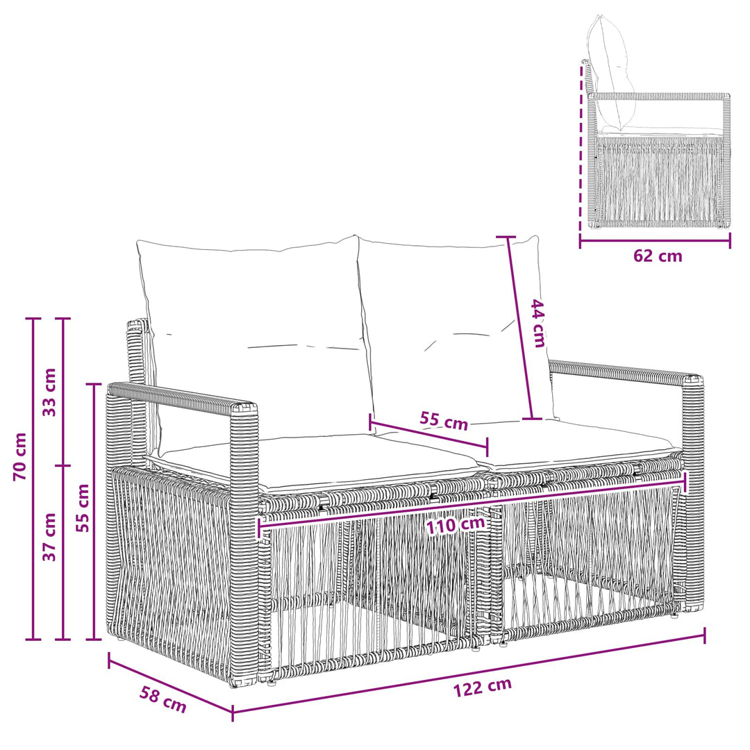 Havemøbelsofa 2-Antal sæder Grå polyrattan