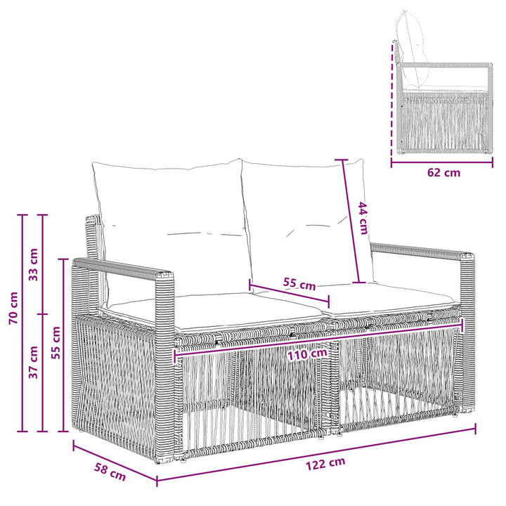 Havemøbelsofa 2-Antal sæder Grå polyrattan