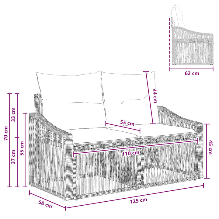 Havemøbelsofa 2-Antal sæder Grå polyrattan