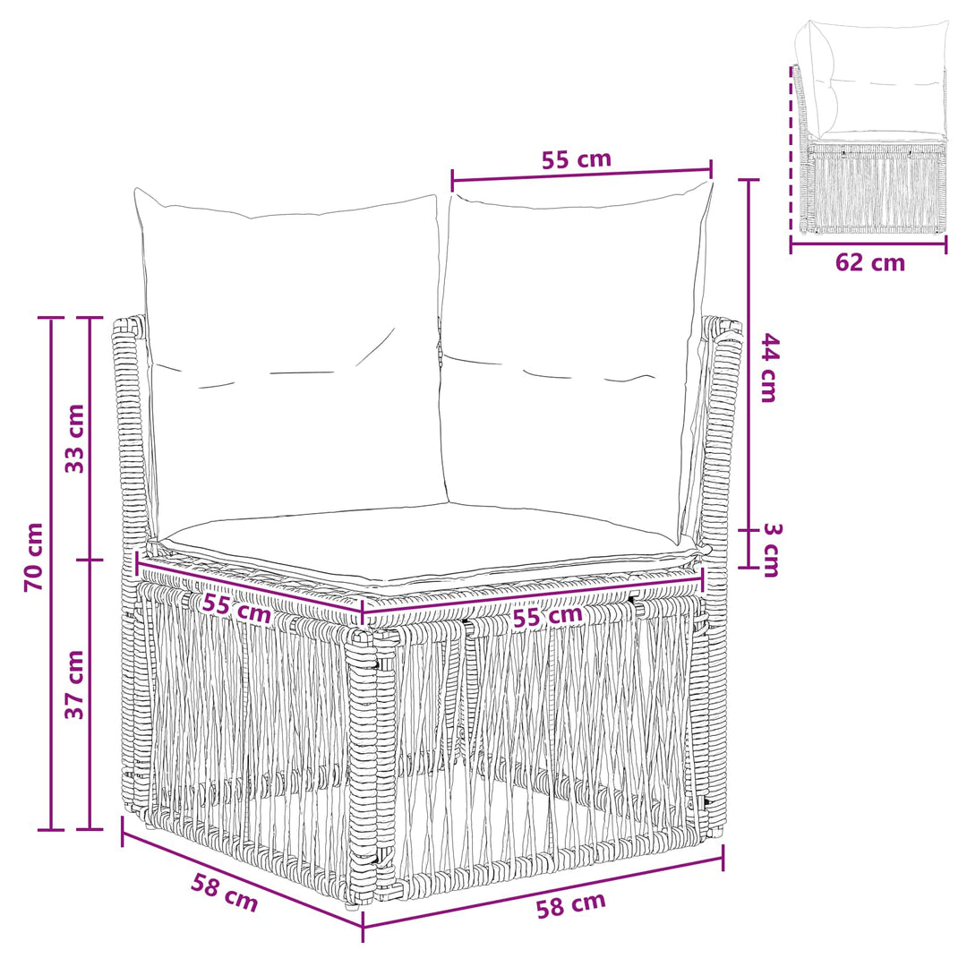 Hjørnesofa enhed Sort polyrattan