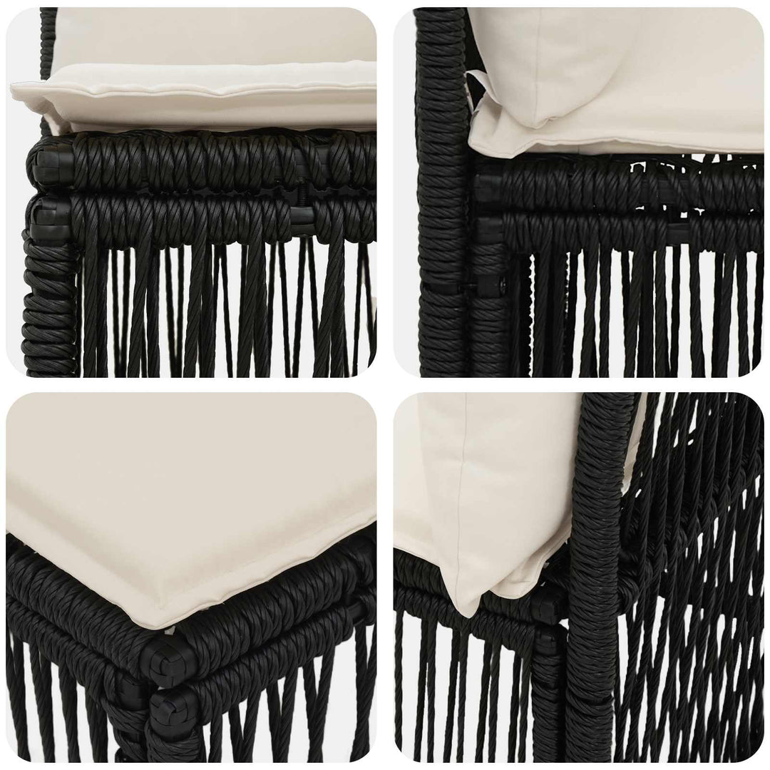 Armløs sofa enhed Sort polyrattan