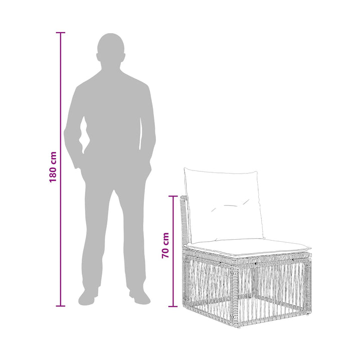 Armløs sofa enhed Sort polyrattan
