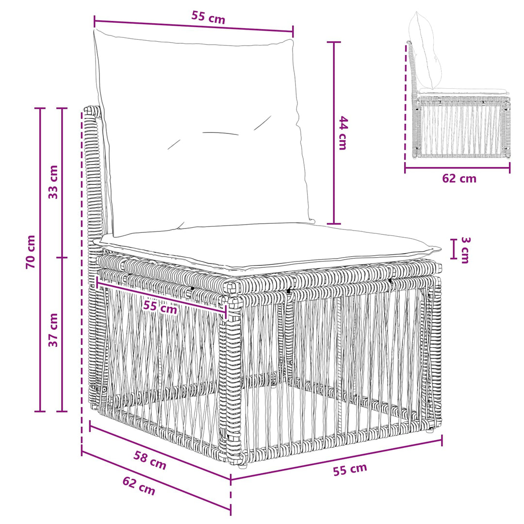 Armløs sofa enhed Grå polyrattan