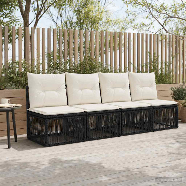 4-sæders sofa 4 pcs 4-Antal sæder Sort polyrattan