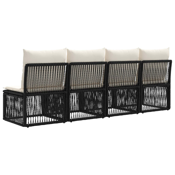 4-sæders sofa 4 pcs 4-Antal sæder Sort polyrattan