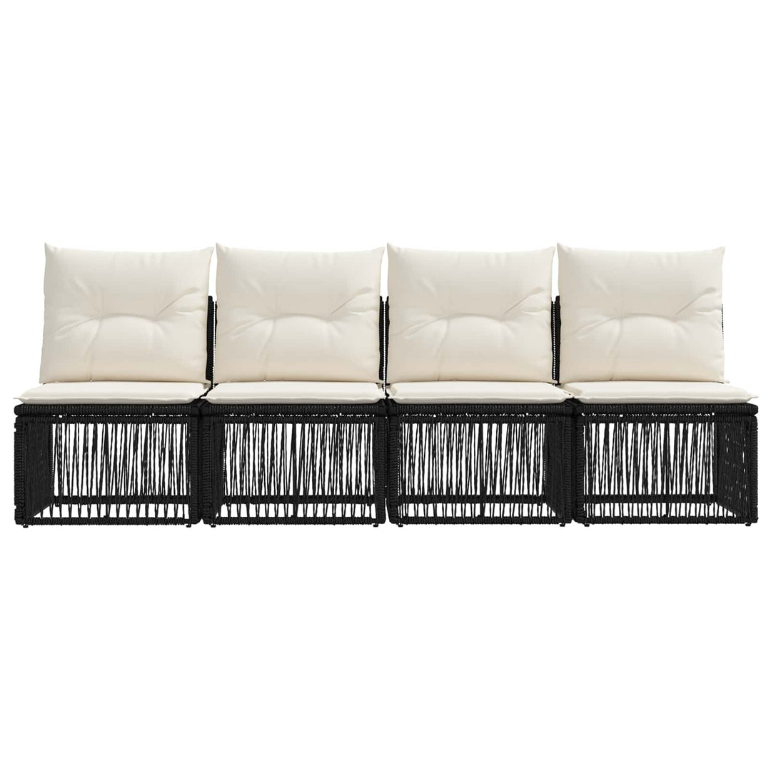 4-sæders sofa 4 pcs 4-Antal sæder Sort polyrattan