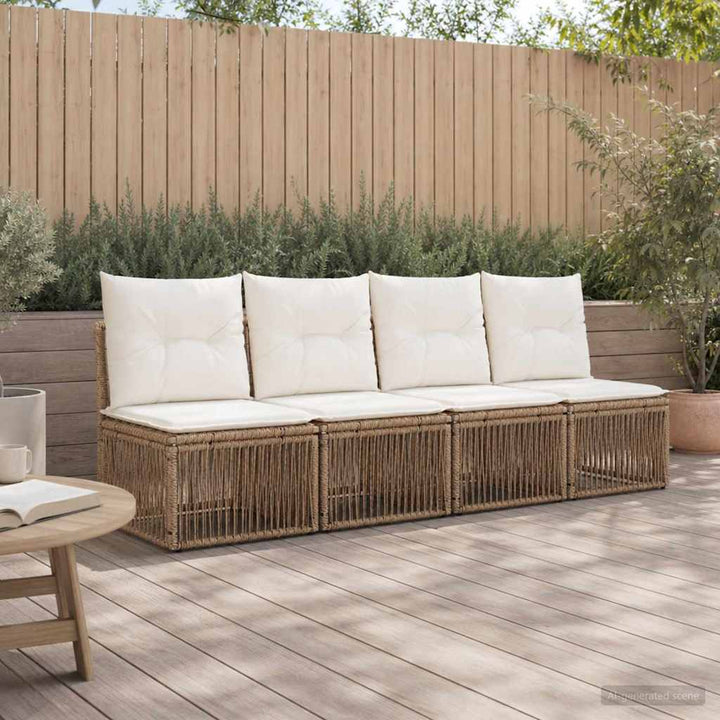 4-sæders sofa 4 pcs 4-Antal sæder Beige polyrattan