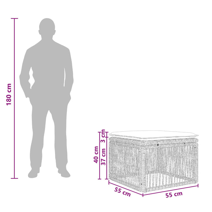 Fodskammel Grå polyrattan