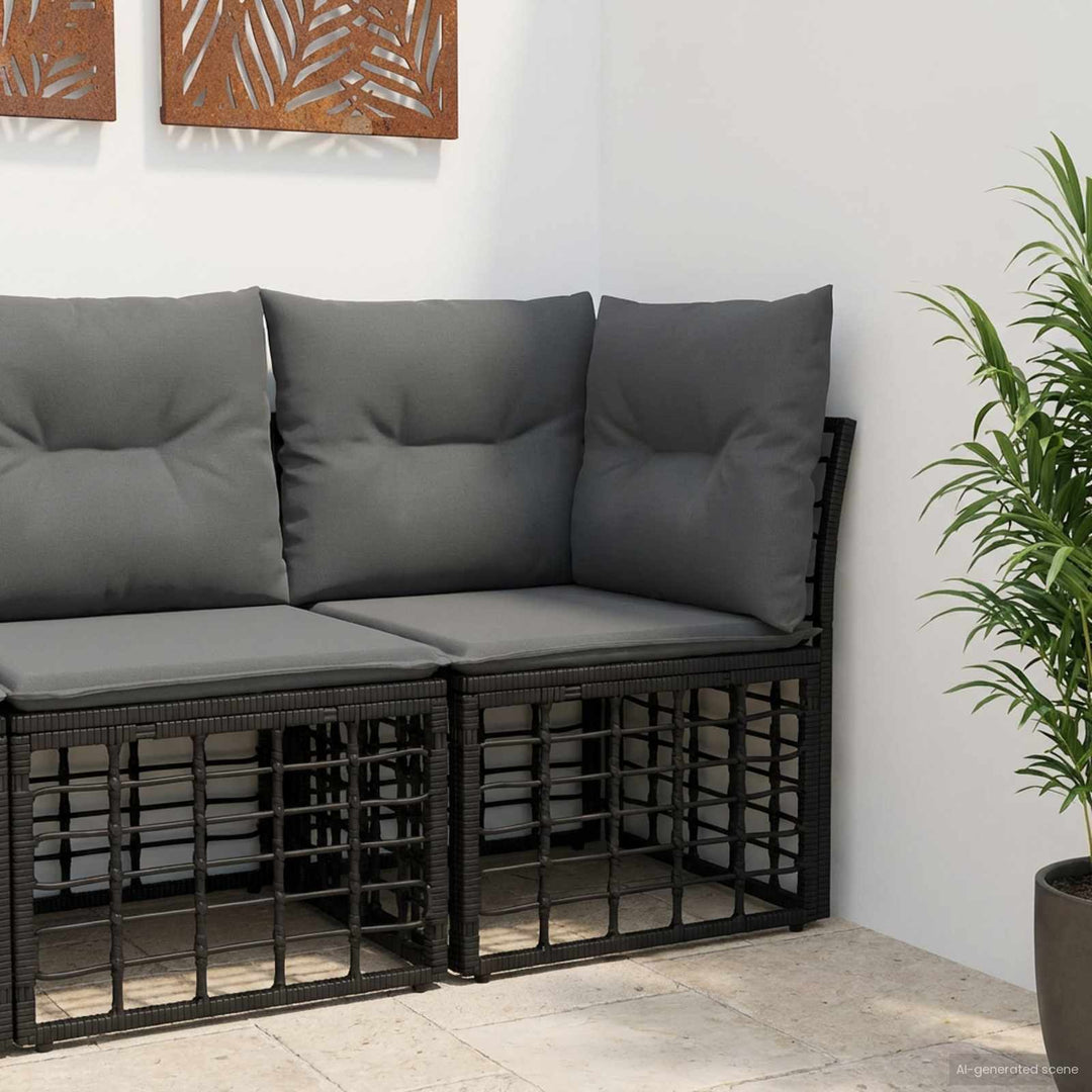 Modulært udendørs hjørnesofaelement Sort polyrattan
