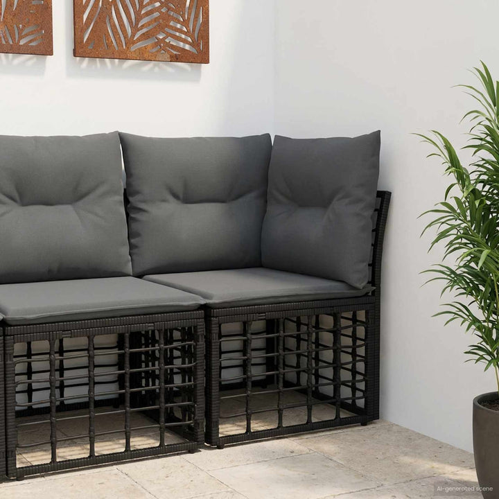 Modulært udendørs hjørnesofaelement Sort polyrattan