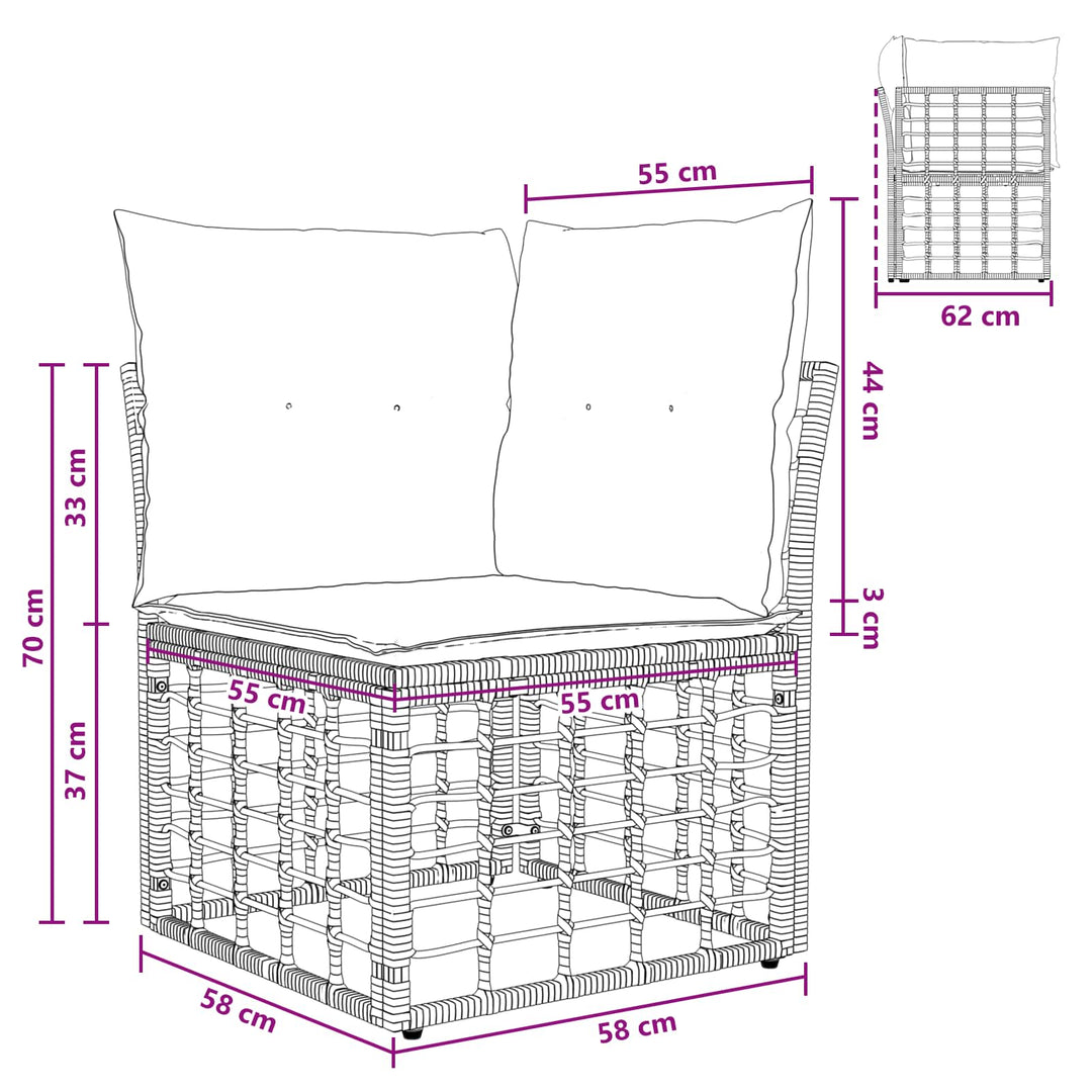Modulært udendørs hjørnesofaelement Sort polyrattan
