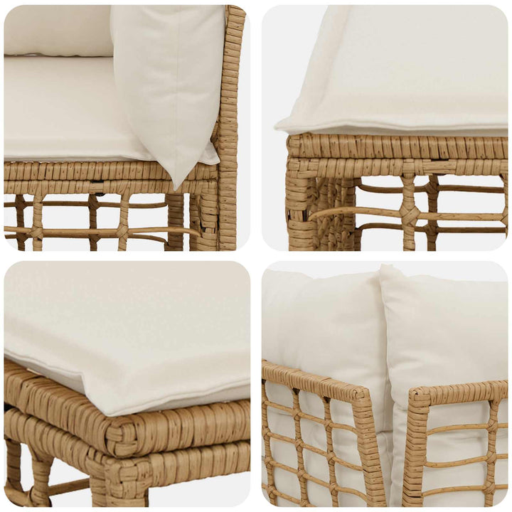 Modulært udendørs hjørnesofaelement Naturfarvet polyrattan