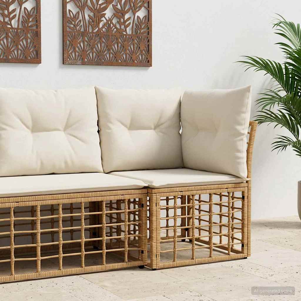 Modulært udendørs hjørnesofaelement Naturfarvet polyrattan