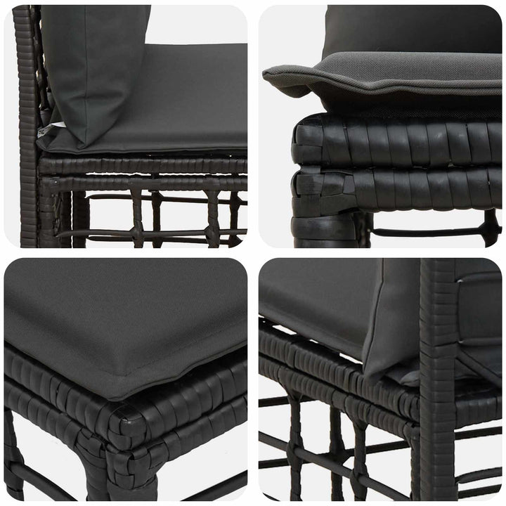 Modulært udendørs sofa uden arme Sort polyrattan