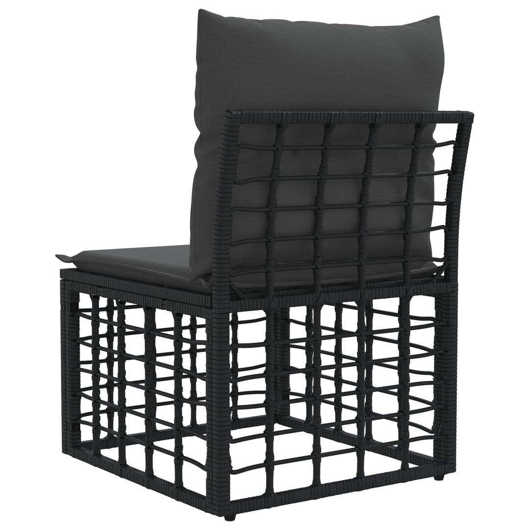 Modulært udendørs sofa uden arme Sort polyrattan