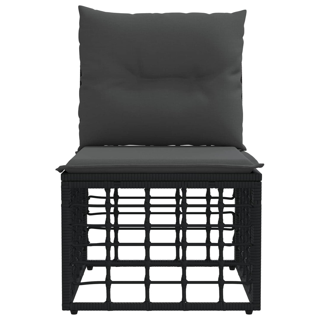 Modulært udendørs sofa uden arme Sort polyrattan