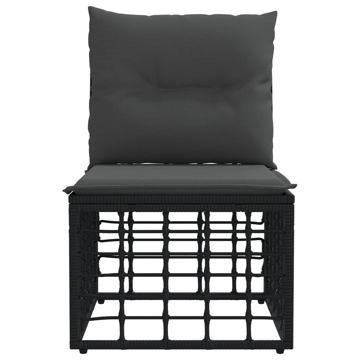 Modulært udendørs sofa uden arme Sort polyrattan
