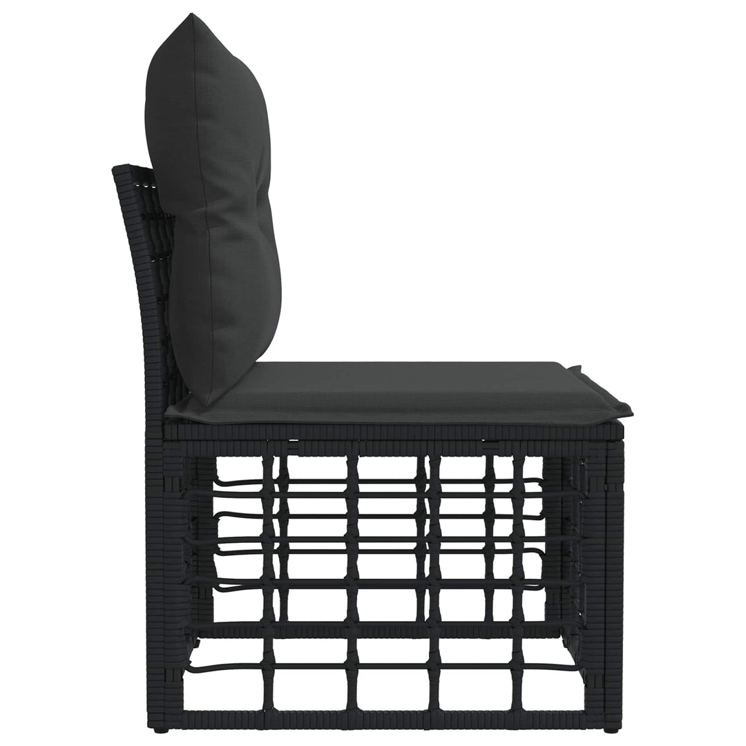 Modulært udendørs sofa uden arme Sort polyrattan